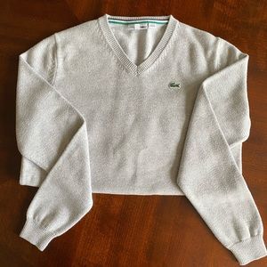 Boys Lacoste Size 12 Gray V Neck Sweater